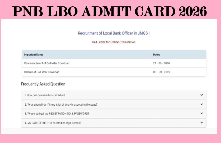 PNB LBO Exam Date 2026