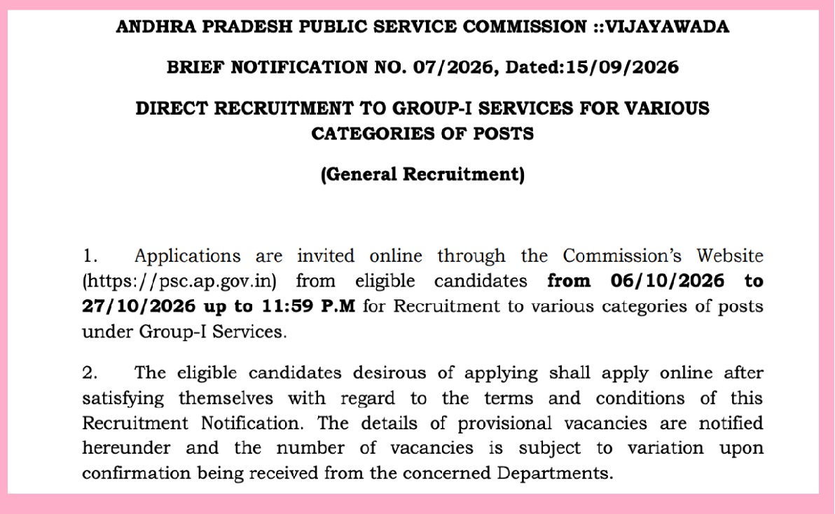 APPSC Group 1 Notification 2026