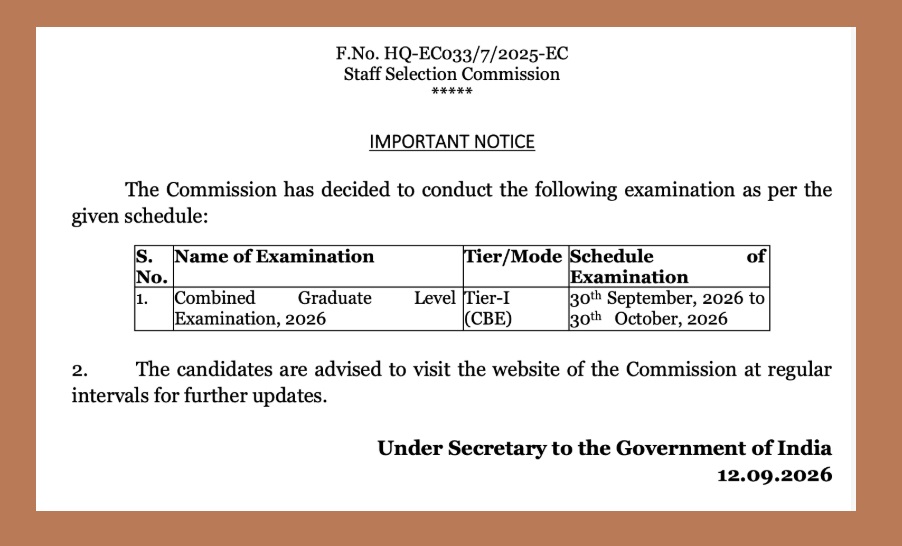 SSC CGL Exam Date 2026