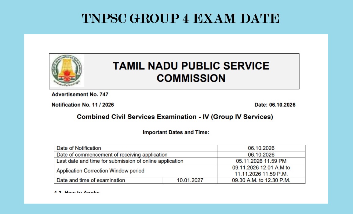 TNPSC Group 4 Exam Date 2026