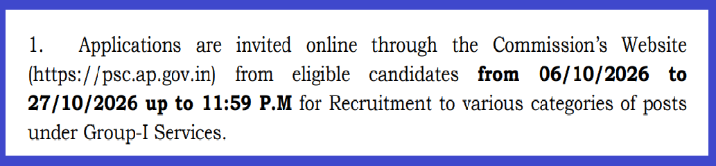 APPSC Group 1 Application Dates 2026 